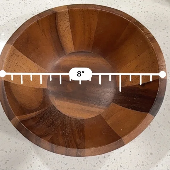 The Cellar Serveware, Acacia Wood Curve 8" Individual Bowl - Picture 1 of 4